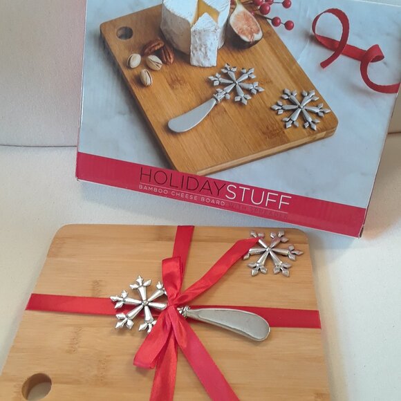 Bamboo Cheese Board With Spreader Set New In Box - Picture 2 of 8